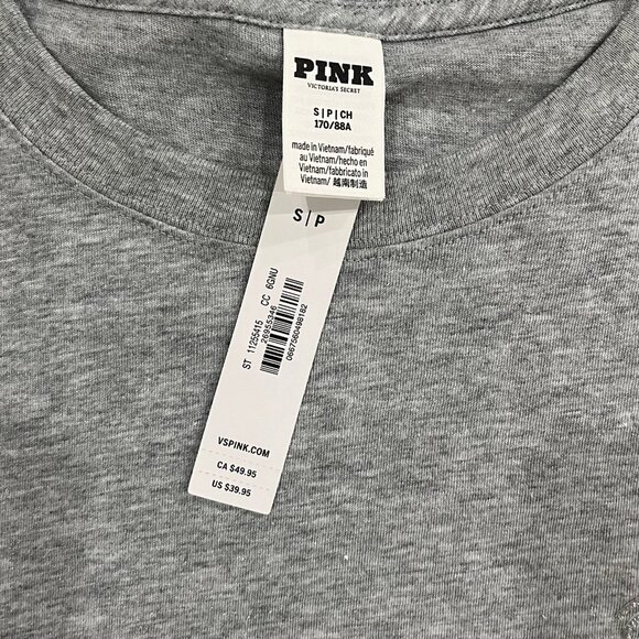 Victoria's Secret PINK Campus Short Sleeve Tee (Heather Grey Bling) - Picture 4 of 6